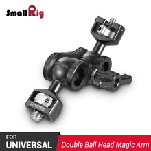 SmallRig DSLR Camera Magic Arm with Double Ballheads (1/4 & 3/8 Screws) Adjustable 360 degree Ball Head Monitor Holder 2212 smallrig adjustable friction articulating magic arm with screw ball head and nato clamp ball head for director monitor support