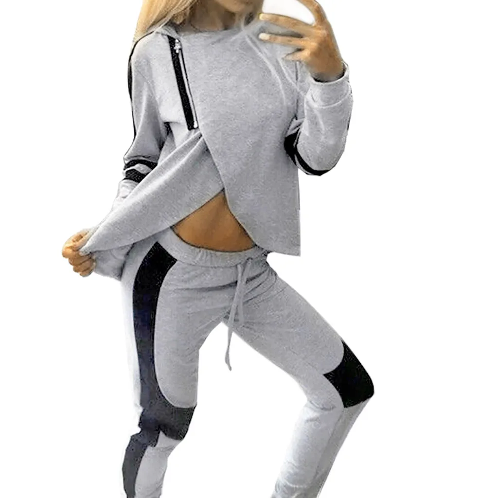 

Perimedes 2Pcs Yoga Set Women Gym Fitness Women Patchwork Tracksuit Sweatshirt Long Pants Sport Lounge Wear Suit Sets#g40