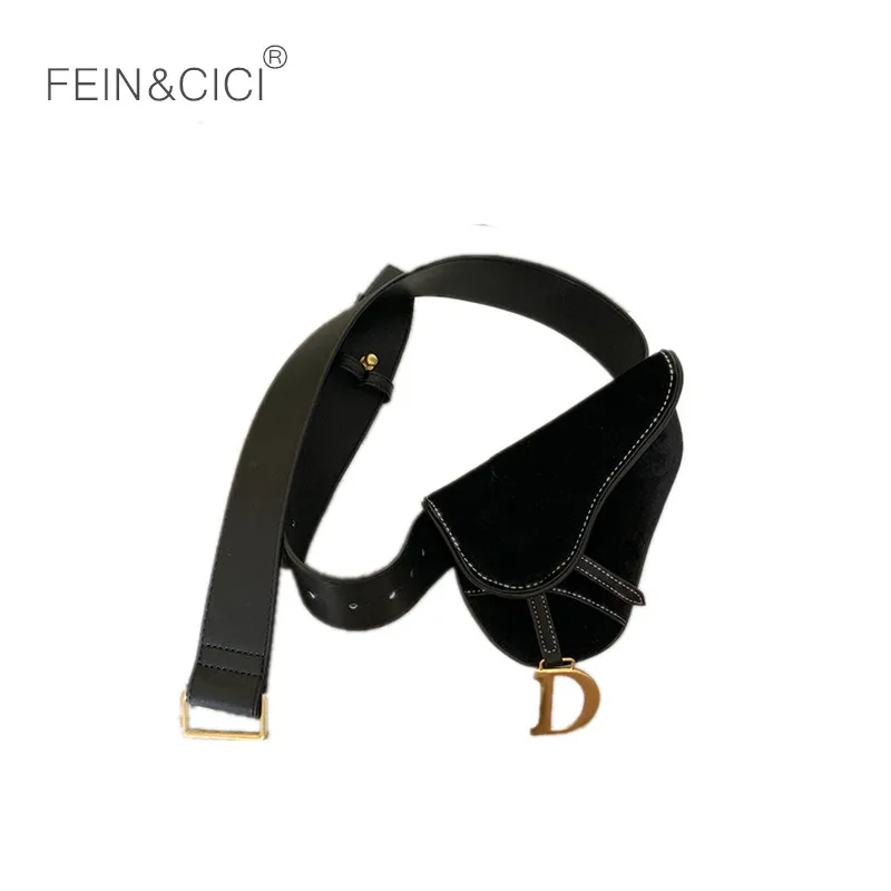 

Fanny Pack belt bag waist bag women luxury brand brown black leather velvet small 2018 new winter hight quality drop shipping