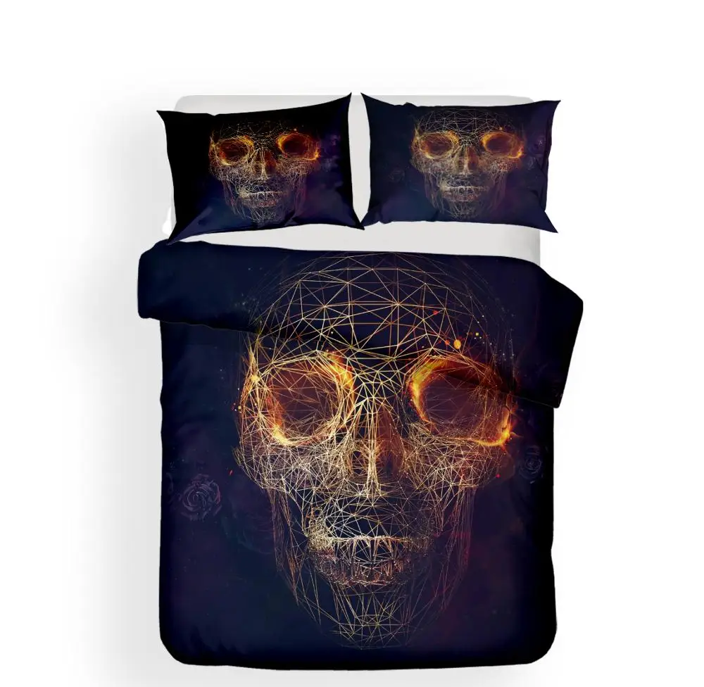 Abstract Stereo Skull Bedding Set Rose Bed Linen Set PIllowcase Single Double Full Queen King Double Size Home Bed Cover