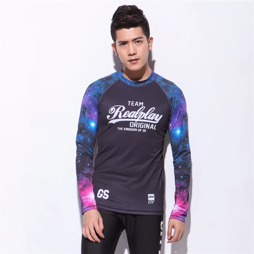 Gsou Snow Brand Surf Rash Guard Топы мужские с длинным рукавом пляжные плавательные рубашки солнцезащитные принты футболки для серфинга мужские топы для Гидрокостюма