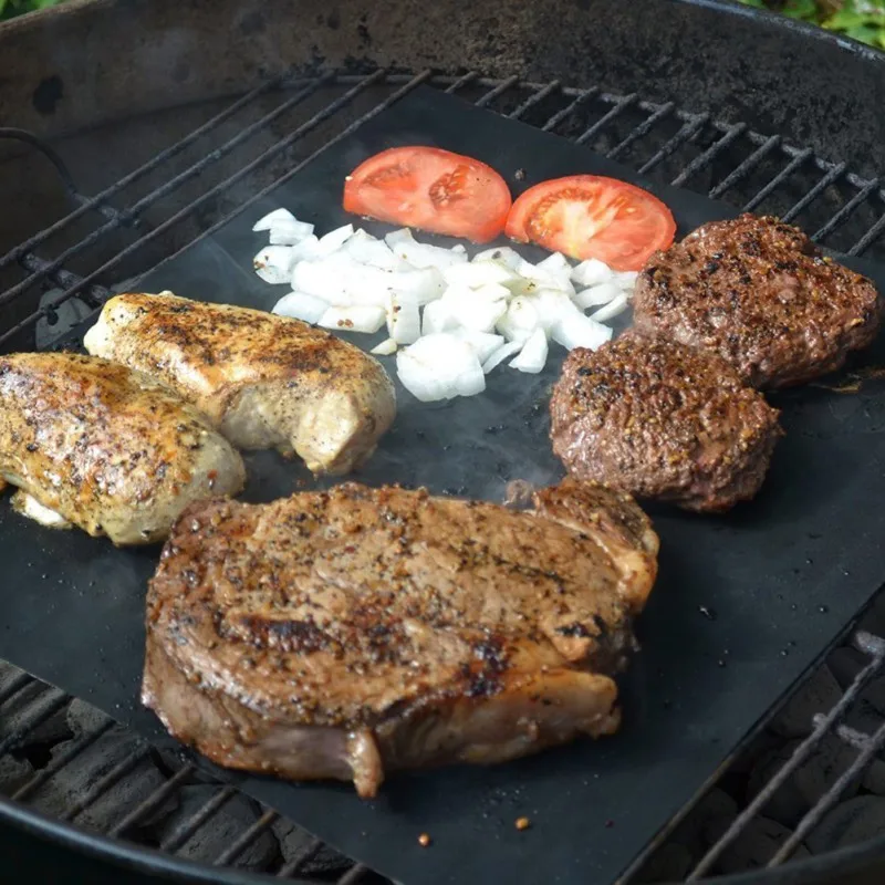 

New non-stick BBQ Grill Mats Barbecue Sheet Cake Liners Reusable Teflon Cooking Tools 33x40 cm Meat BBQ
