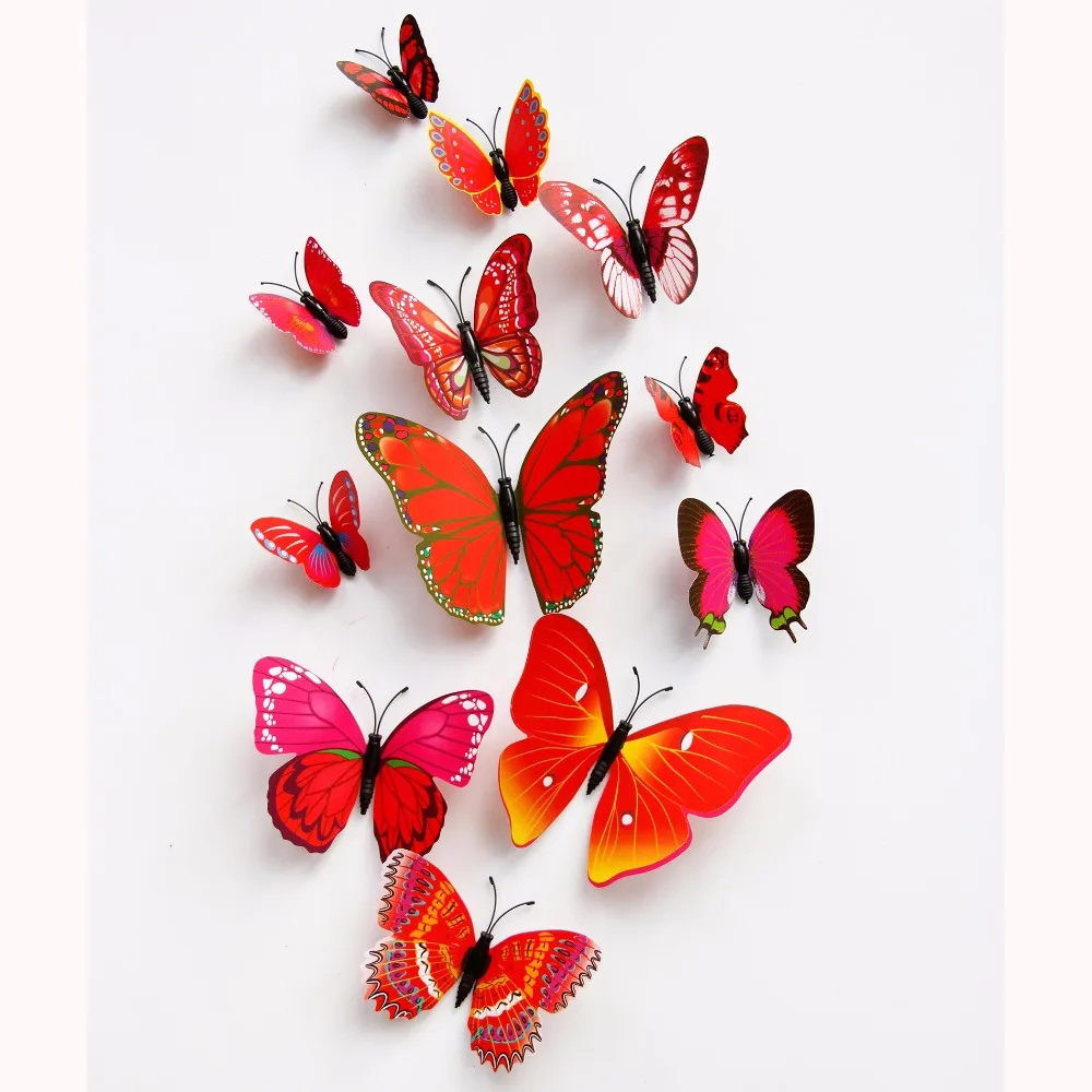 12 шт 3D Красочные бабочки магниты для холодильников для кухни домашний декор бабочки магниты на холодильник наклейки для украшения комнаты