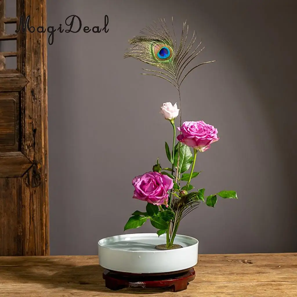 MagiDeal Japanese Ikebana Vase Rustic Style Round Shape - Art Flower Arrangment Tool	