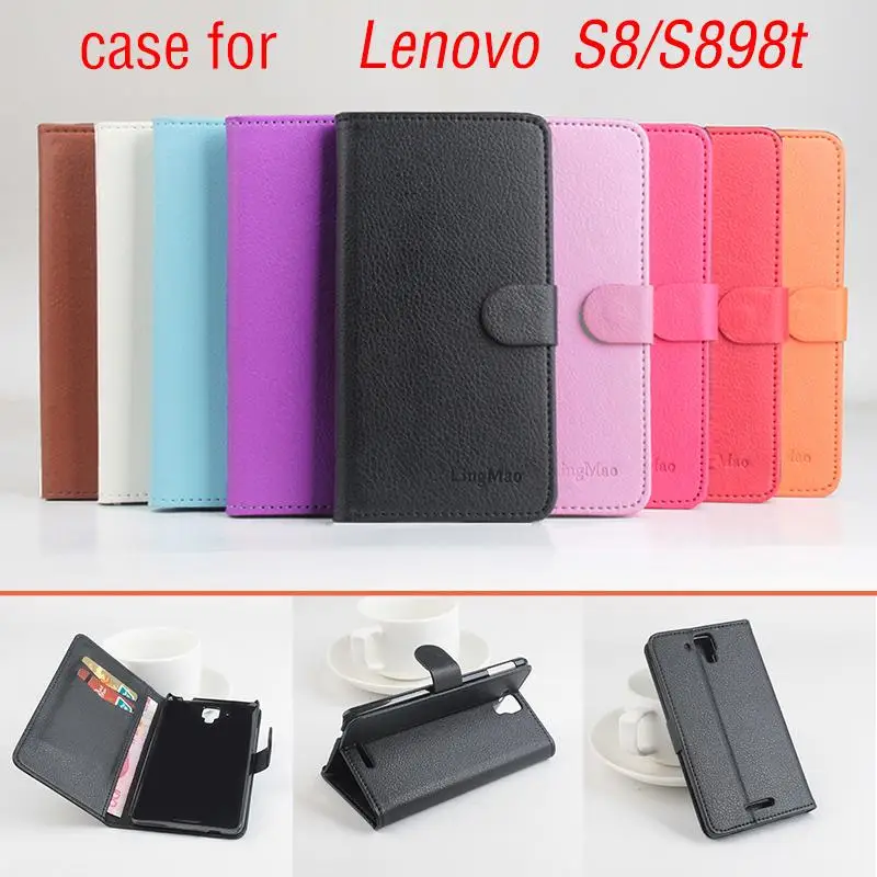 

For Lenovo S8 S898t Litchi Grain Leather Case Cover for Lenovo S8 S898t Luxury Phone Cases with Wallet Stand Card