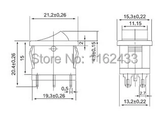 KCD1-202, KCD1-203 rocker switch drawing