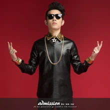 Горячая новинка мужские костюмы индивидуальная кожаная рубашка мужская мода Одежда dj Мужская рубашка певица одежда для ночного клуба