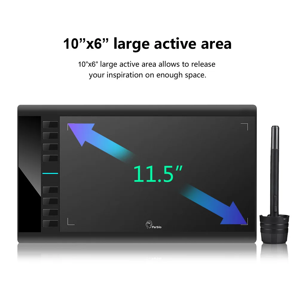 Parblo A610 10x6" Art Graphics Drawing Pen Tablet tableta Grafica 5080LPI Painting Board +Wool Felt Liner Bag+Glove