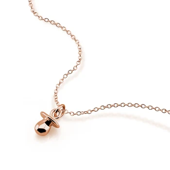 

New 925 Sterling Silver Necklace Rose Gold Design Simple Style Pacifier Pendant Necklace Solid Silver Necklace Baby Gift bijoux