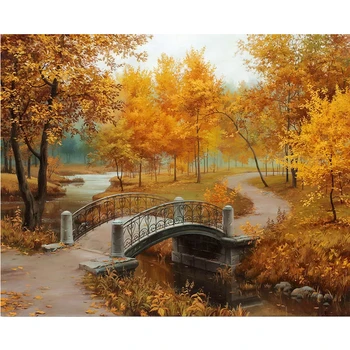 

Cross Stitch NEW Diy Diamond Painting Forest Bridges Resin Craft Dimensional Embroidery Series Household Decoration #BR20