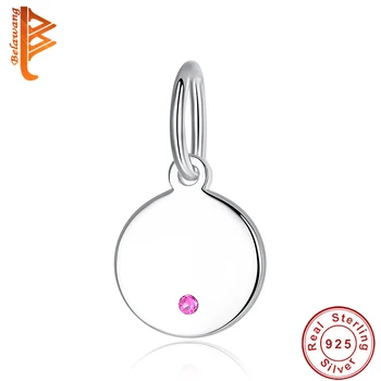 

BELAWANG New Fashion 925 Sterling Silver Round Coin Pendant for Necklace Engrave Name without Chain Pendant Personalized Jewelry