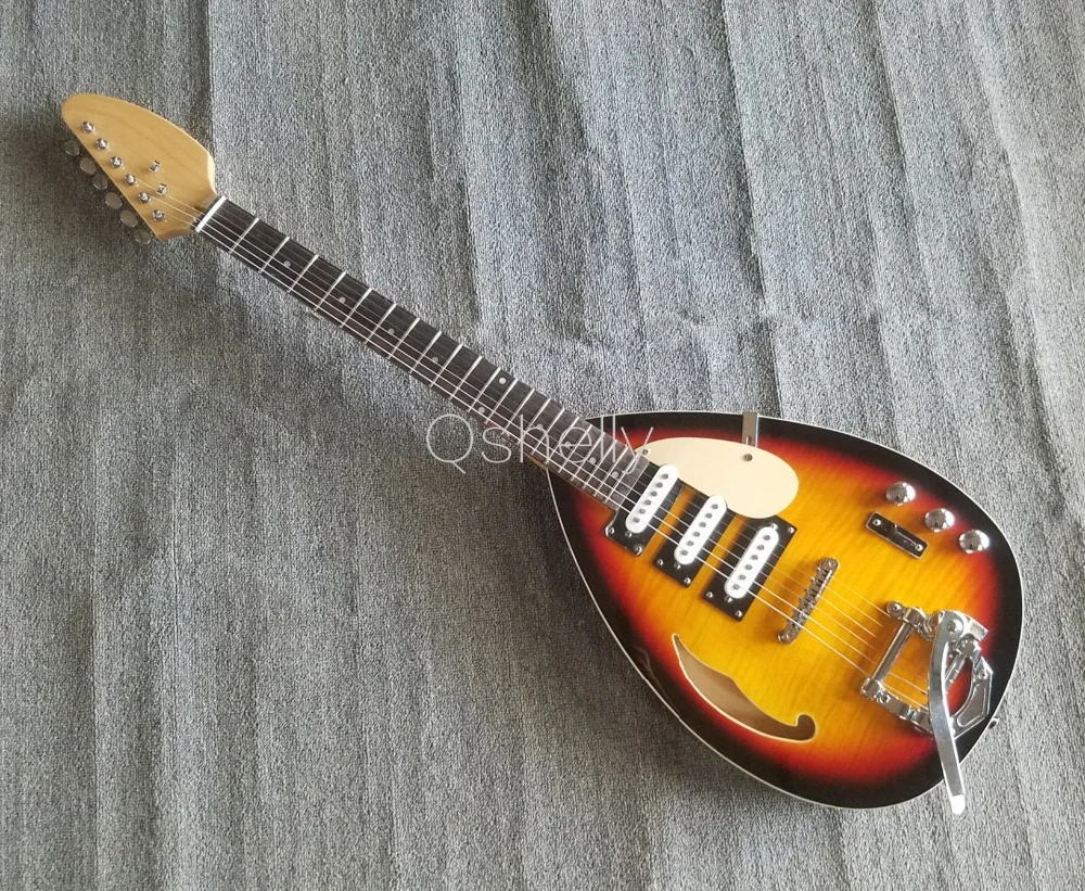 QShelly custom tobacco jazz гитара с пустым корпусом s teardrop Vox 3 пикапы электрическая