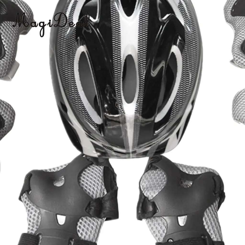 MagiDeal 7 Pieces Kids Safety Roller Skating Helmet Knee Elbow Wrist Pads Set for Bicycle Cycling Skateboarding Protective Gear