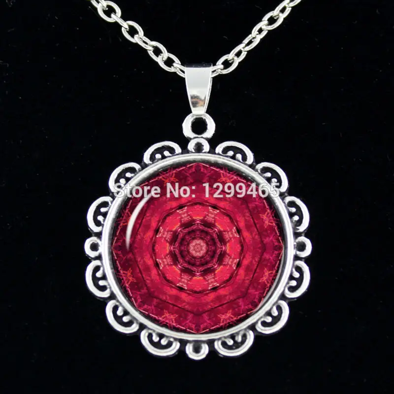 

Chakra Art New Energy Healing Jewelry Vintage Mandala namaste pattern glass pendant Mandala flower jewelry C 230