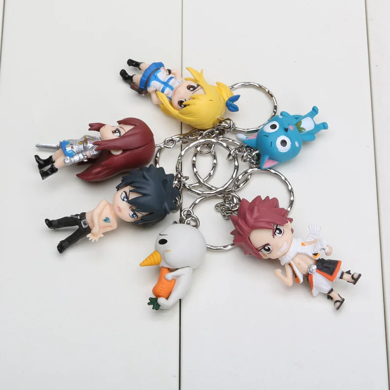 Buy 6pcs/set fairy tail anime keychain pvc 3 5cm