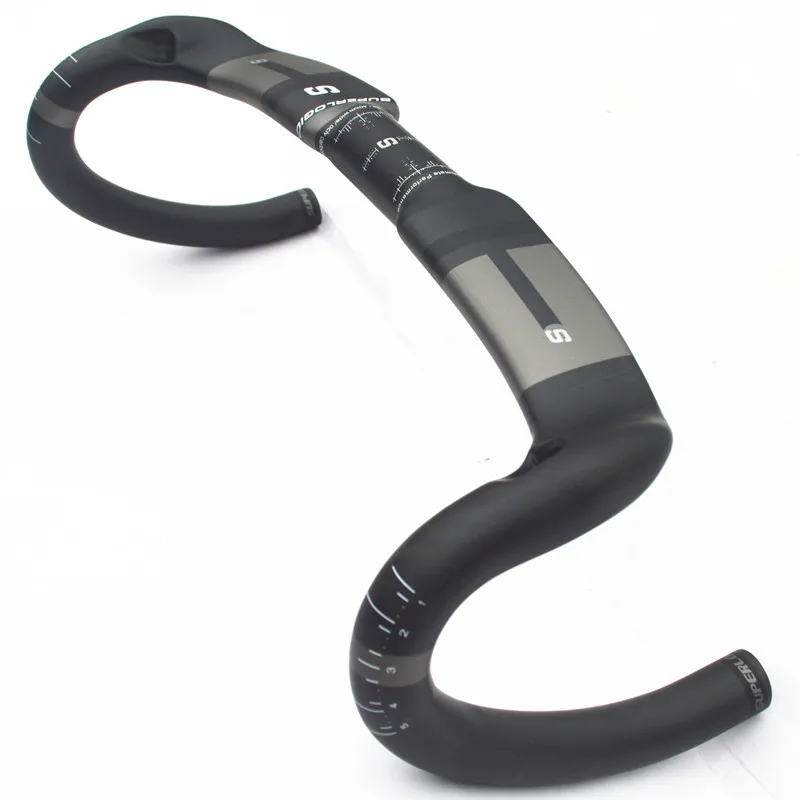Manillar de bicicleta de fibra de carbono Superlogic Reduce la resistencia la barra doblada fortalece las piezas de bicicleta 400/420/440mm enrutamiento interno ud mate - 1