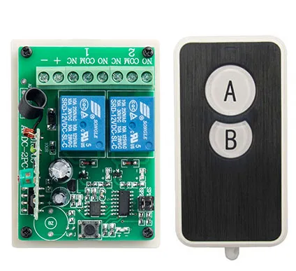 

DC12V 2CH Wireless Remote Control Switch System 1* Ultra - thin acrylic Transmitter+ 1*Receiver for Appliances Gate Garage Door