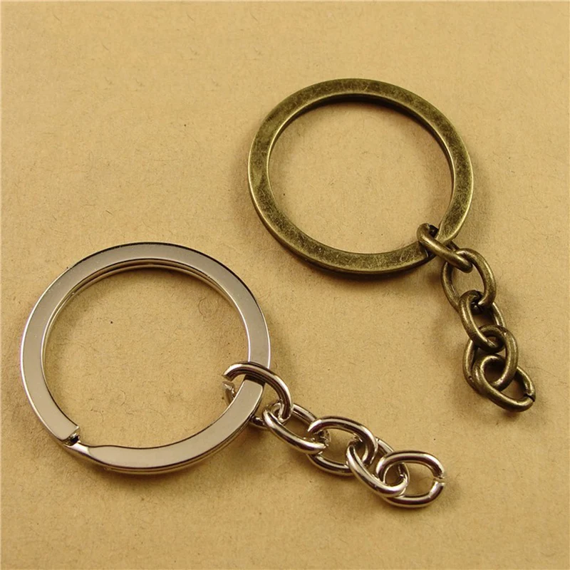 

10pcs Antique Bronze Rhodium 30mm Key Chains Key Ring fit Car Round Split Keyrings Keychain for Bags Jewelry Making Findings