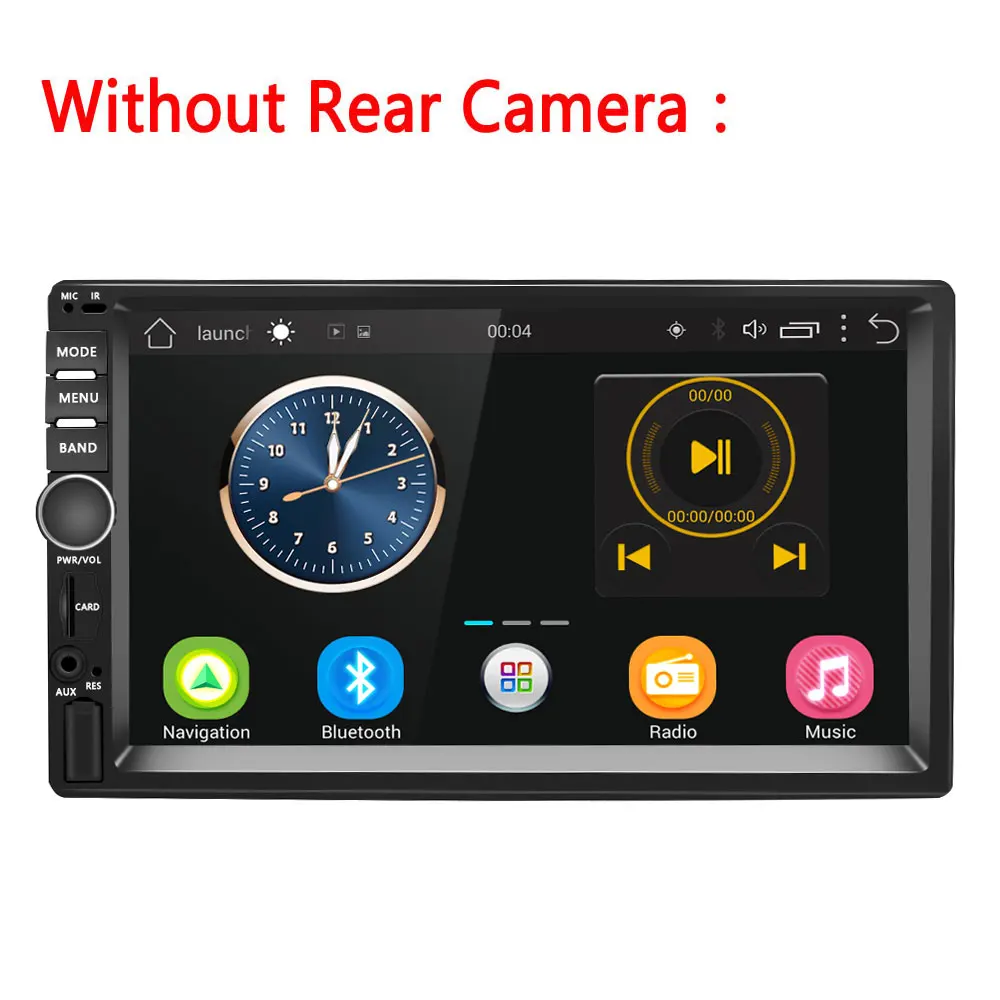 Podofo 2 Din Android автомобильный стерео радио GPS Радио 7 ''сенсорный экран 2din MP5 плеер Автомобильный мультимедийный плеер авторадио MP5 плеер wifi - Цвет: Without Rear Camera