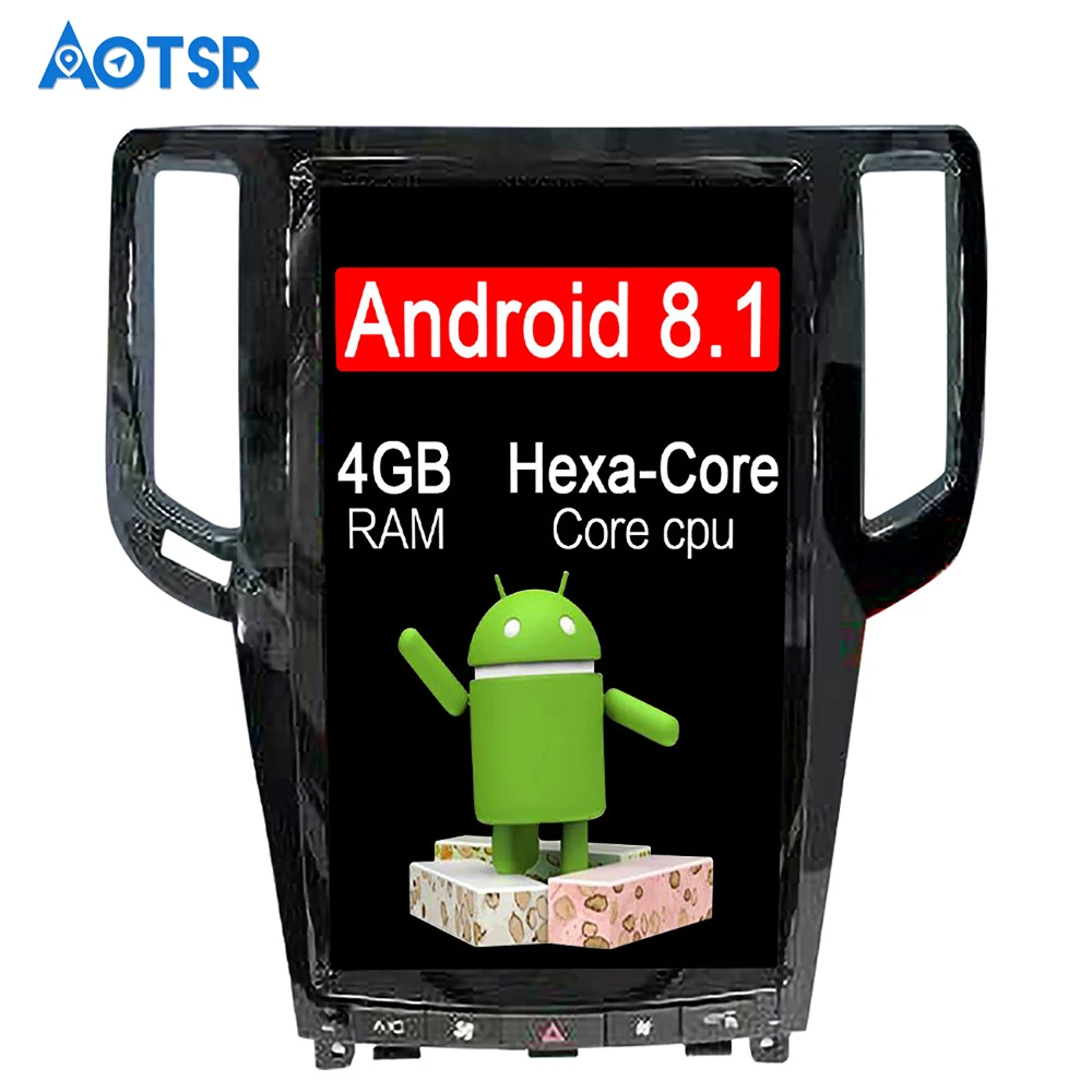 Discount Android8.1 4+64GB 13.6 inch Car No DVD Player GPS Navigation For Infiniti G37 G35 G25 G25 G37S headunit multimedia tape recorder 2