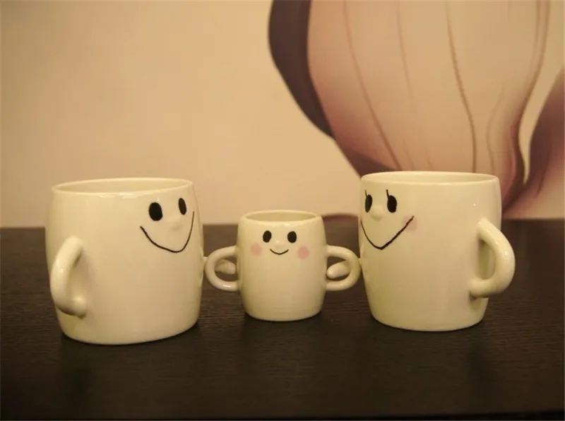Cute Smile Mom Dad  Family Mug Mug A Family Of Three Parent-Child Couple Cups Creative Coffee Cup Ceramic Hand05