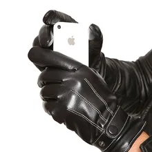 Зимние мужские короткие черные перчатки из искусственной кожи, мужские перчатки для занятий спортом, вождения автомобиля, водонепроницаемые лыжные перчатки