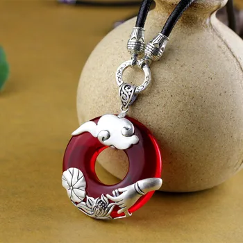 

S925 Silver Jewelery Seiko Lion Garnet Red Pendant