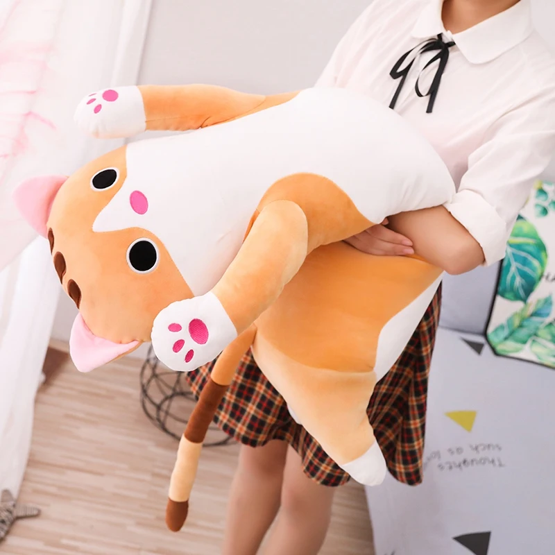 65/90/110 см большая длинная плюшевая подушка Kawaii Cat, мягкая Корейская игрушка для кошек, украшение для дивана, Подушка для сна, детский подарок на день рождения