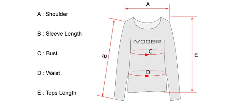 autumn women T shirt long sleeve size chart