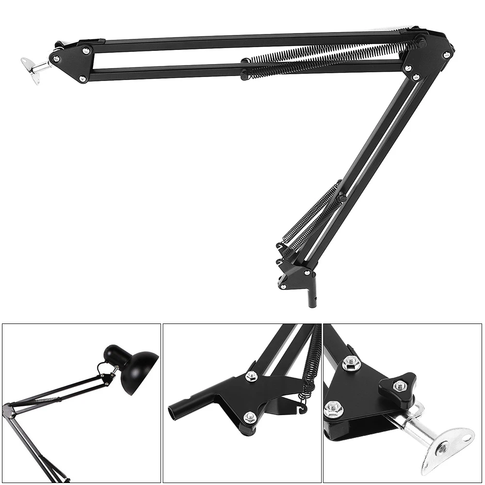 Soporte Universal de Metal Flexible con brazo oscilante de sobrelongitud y soporte de pie para micrófono de condensador de lámpara escritorio de mesa LED|Bases de lámpara|