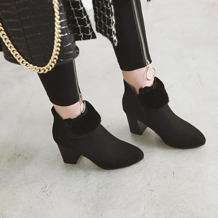 

Big Size 11 12 13 14 15 16 17 Thickening of side zipper tip with thick heel and middle heel snowfield boots