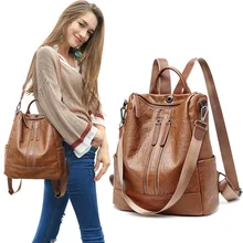 ZROM Female Backpack Mochila Feminina Casual Multifunction Women Leather Backpack Female Shoulder Bag Sac A Dos Travel Back Pack