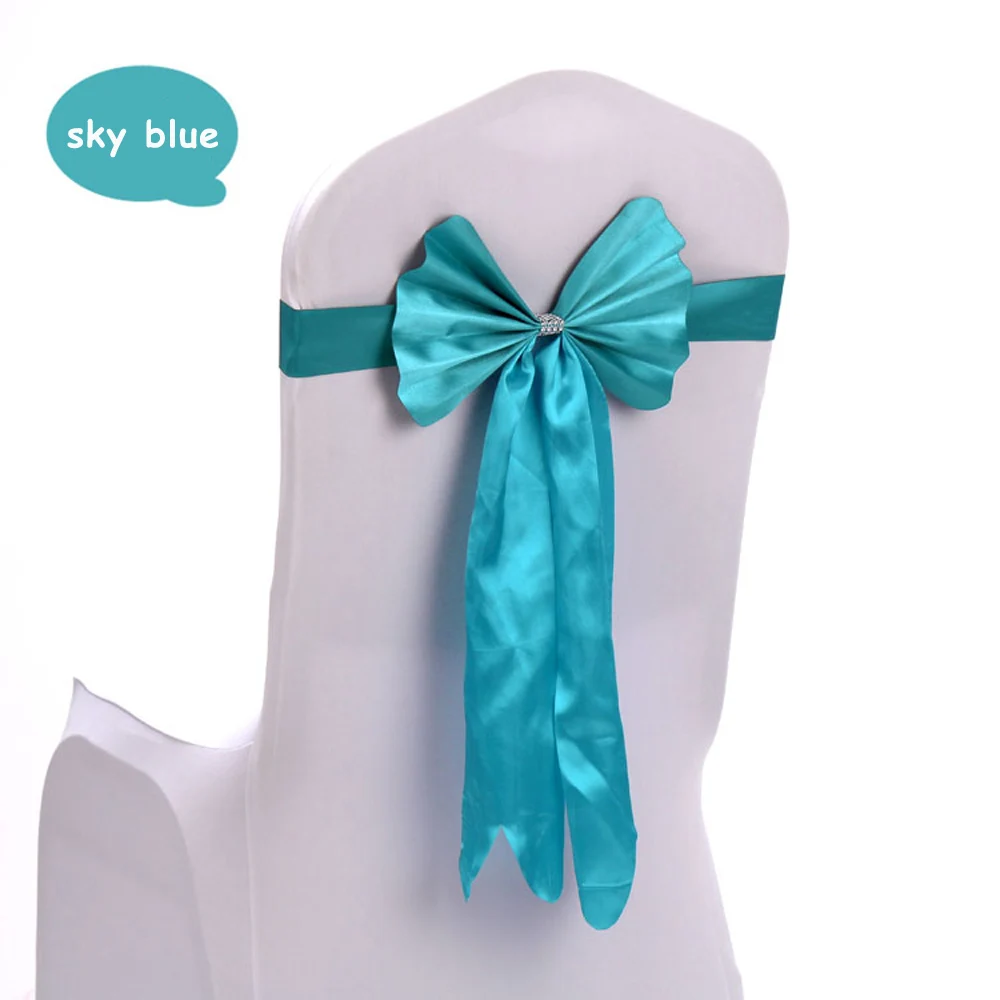 20 шт./партия, прочная искусственная кожа, атласное с галстуком бабочкой, лента для свадьбы/дня рождения/рождественской вечеринки, украшение для банкета, красный/синий, 12 цветов - Цвет: sky blue