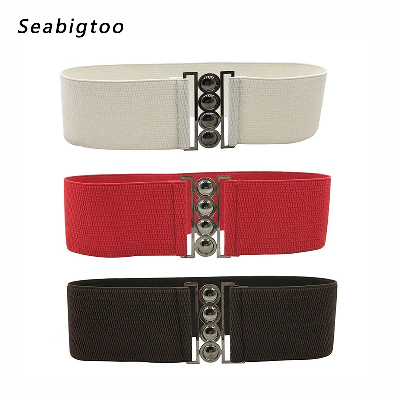 

Women Belts Golden Metal Buckle Wide Waist Belts Thin Waistband Design fashion Belts for women dresses high quality Skinny cinch