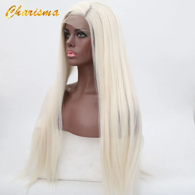 Charisma Synthetic Lace Front Wigs For Black Women White Straight Long Hair With Natural Hairline Lace Front Wig