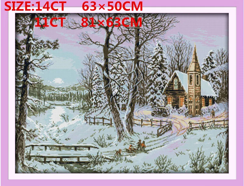 Snowscape пейзаж DIY Набор для вышивания крестиком 11CT 14CT DMC Chinses Счетный Набор для вышивания крестиком для вышивания ручной работы