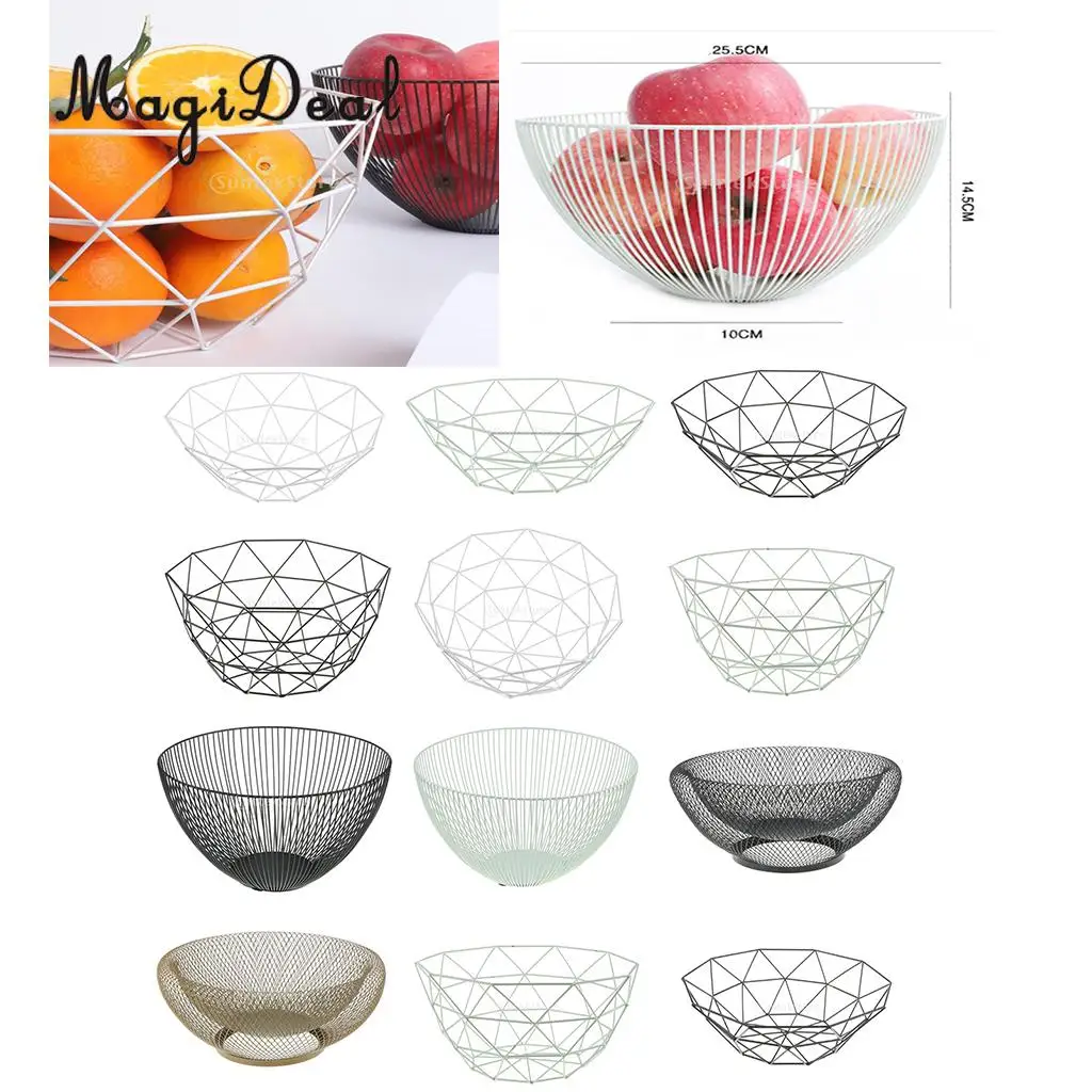 MagiDeal Iron Wire Fruit Basket Bowl Food Serving Basket Candy Biscuit Snack Holder, Apples Orange Bananas Basket