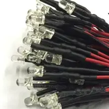 F3 3 мм теплый белый красного, зеленого, синего, желтого, оранжевого, розового и фиолетового цветов RGB 3 V 5 V 6 V Светодиодный светильник с 20 см провод для игрушка «сделай сам» штекер x 100 шт