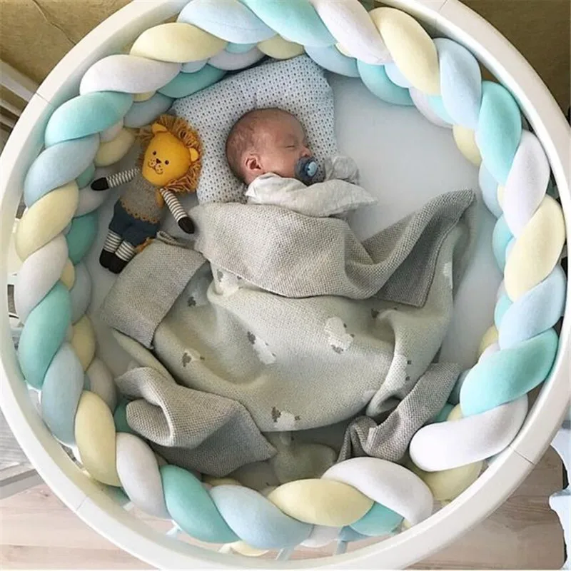 New ins color woven twist strips knotted pillow children's bed fence fence decoration 220cm New ins color woven twist strips knotted pillow children's bed fence fence decoration 220cm