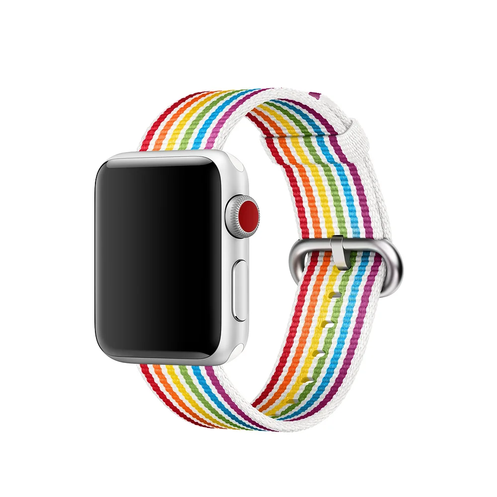 

Rainbow stripe Woven Nylon band for Apple watch series 4 44mm 40mm Fashion bracelet watchband Strap for iWatch 1 2 3 42mm 38mm