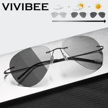 VIVIBEE поляризованные фотохромные мужские пилотные Солнцезащитные очки женские авиационные титановые солнцезащитные очки 52 мм светильник Меняющие цвет VIVIBEE поляризованные фотохромные мужские пилотные Солнцезащитные очки женские авиационные титановые солнцезащитные очки 52 мм светильник Меняющие цвет