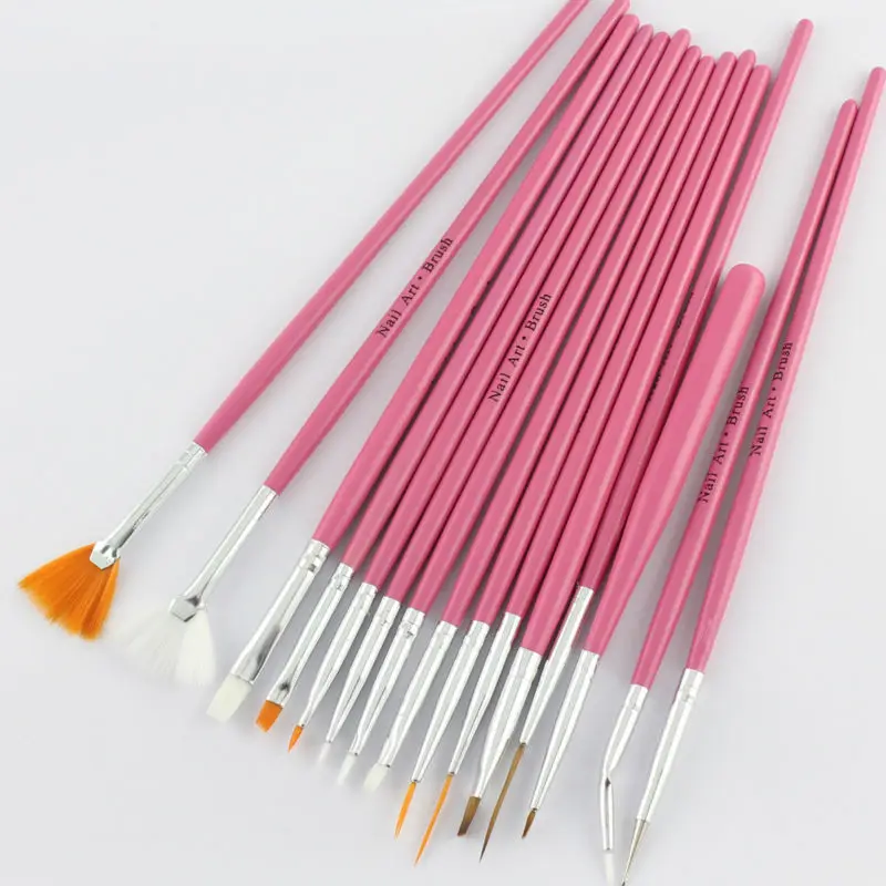 Makartt Розовый 400 компл./лот 15 шт дизайн ногтей кисточки для геля набор рисовальный, чертежный карандаш лак красная ручка G0024XX