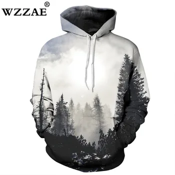 

3D Hooded Sweatshirt Men 2017 Foggy Forest Printed Mens Hoodies Autumn Harajuku Hoodie Hip Hop Hipster Casual Men Sweatshirts