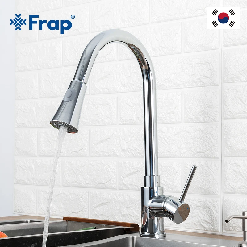 

Frap Single Handle Kitchen Faucets Pull Out Chrome Sink Mixer Tap Swivel Spout Sink Kitchen Sink Faucets with Pull down Sprayer