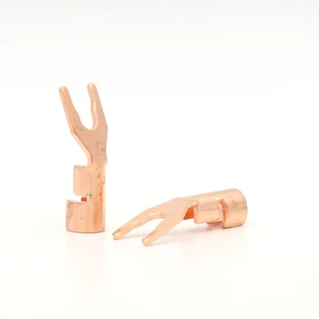 

HiFi 8pcs CMC Solid Copper Spade Plug Speaker Cable Wire Connector