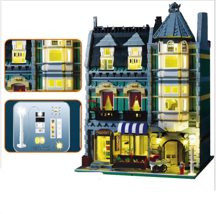 

Lepin 2462Pcs 15008B Streetview Series 10th Anniversary The Light Version Green Grocer Set Compatible 10185 Building Blocks Toys
