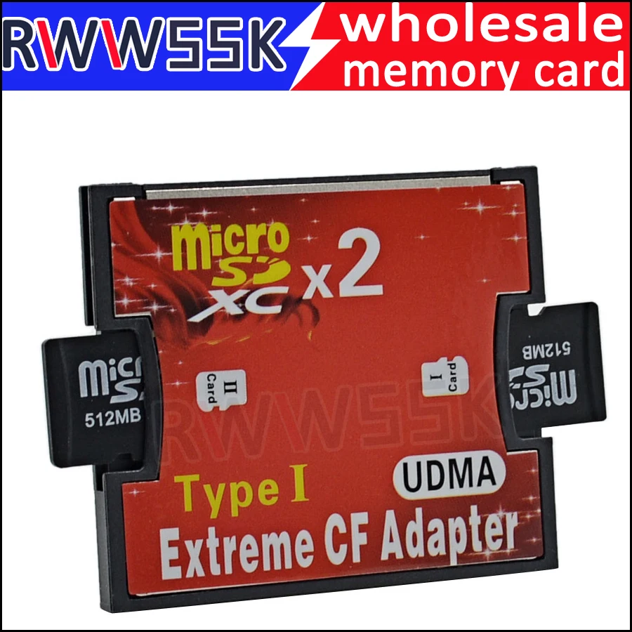 Адаптер Micro SD SDHC SDXC TF в CF с двумя слотами адаптер MicroSD Extreme Compact Flash Type I конвертер для