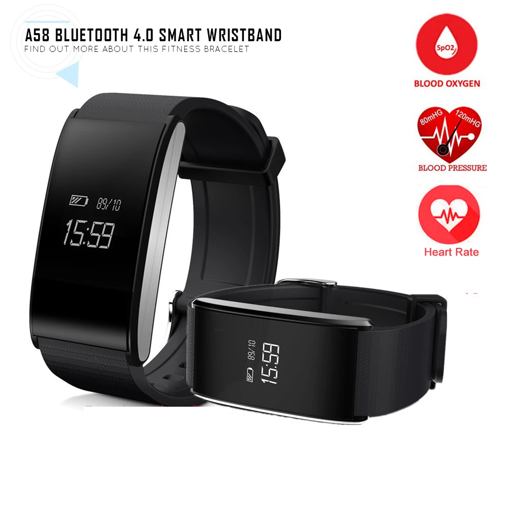 Healthy Fitness Tracker Bluetooth Smart Bracelet Blood Oxygen Heart Rate Heart Wristband Business Metal Waterproof Smart