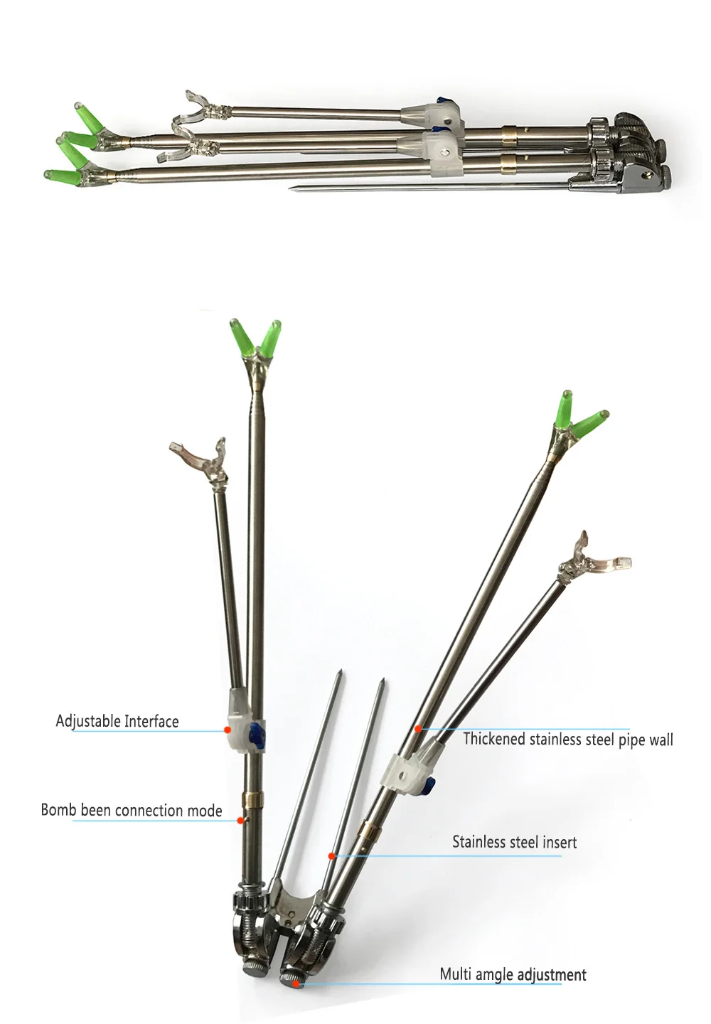 Нержавеющая сталь Удочка Полюс стенд кронштейн подпора держатель Регулируемый 1,5 м 1,7 м 2,1 М рыболовные снасти инструмент