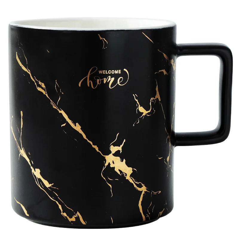 Кофейные кружки с мраморной золотистой текстурой Офисная домашняя керамическая